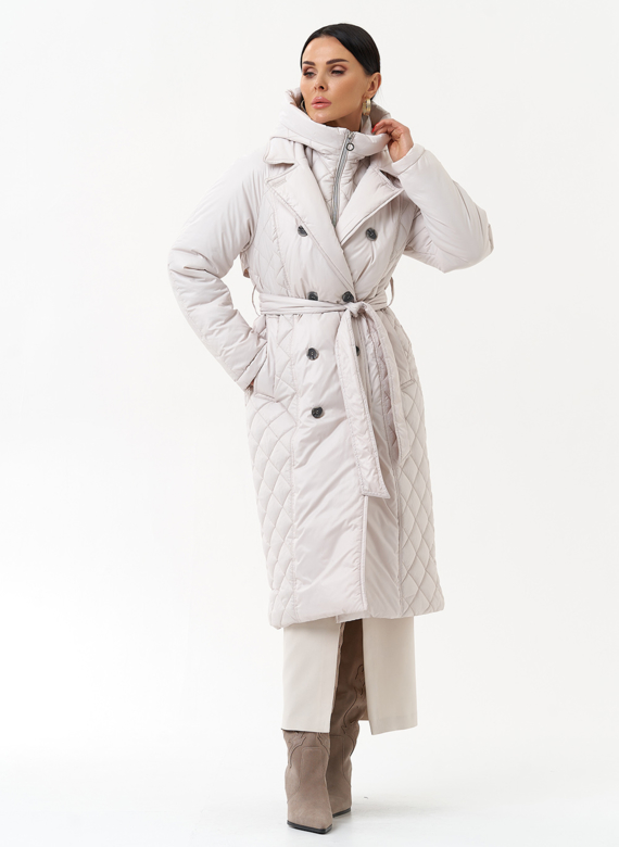 Женское утепленное пальто со съемным капюшоном