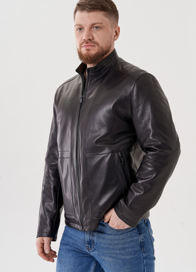 Мужская кожаная куртка  модель № 24436 универмаг малина