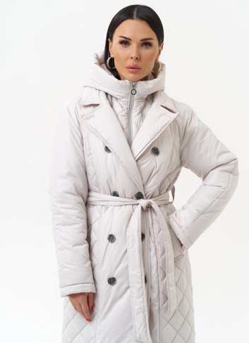 Женское утепленное пальто со съемным капюшоном