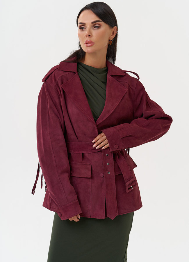 фото Жакет из натуральной замши с бахромой модель № 31190