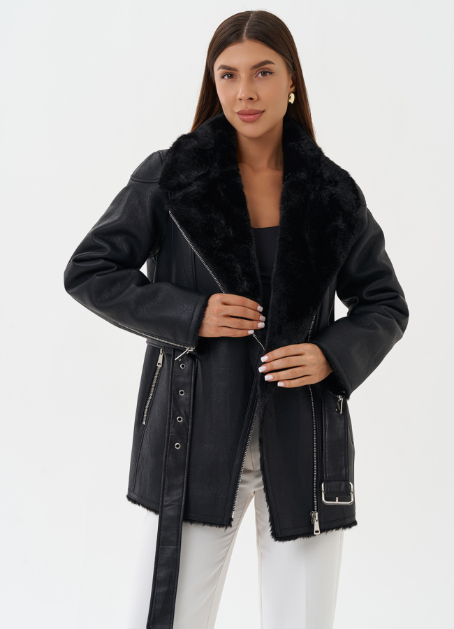 Эко дубленка с английским воротником модель № 27758 универмаг малина