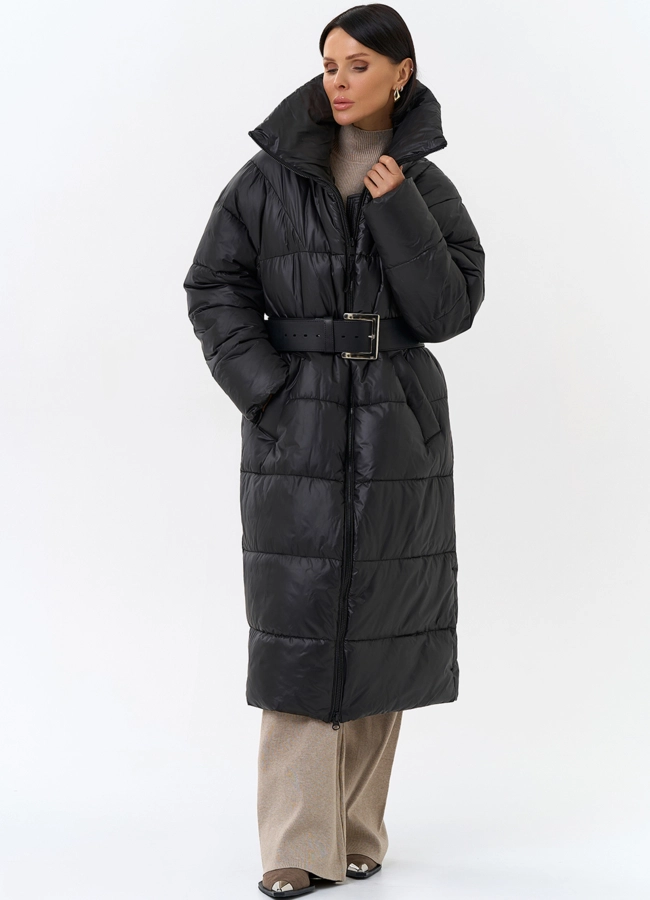 Женский пуховик с воротником стойкой модель № 31741 меха малина