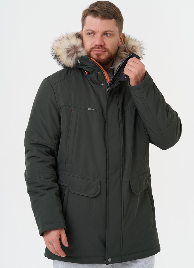 Пуховик с отделкой из меха енота модель № 28275 в кредит