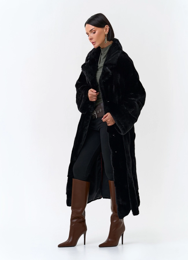 Шуба из меха норки с английским воротником модель № 33707 универмаг малина