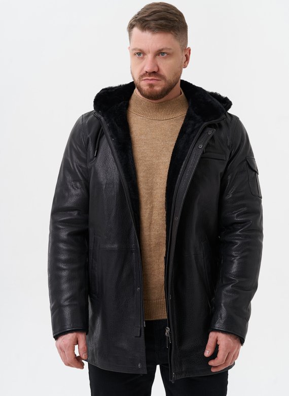 Мужская дубленка черного цвета 