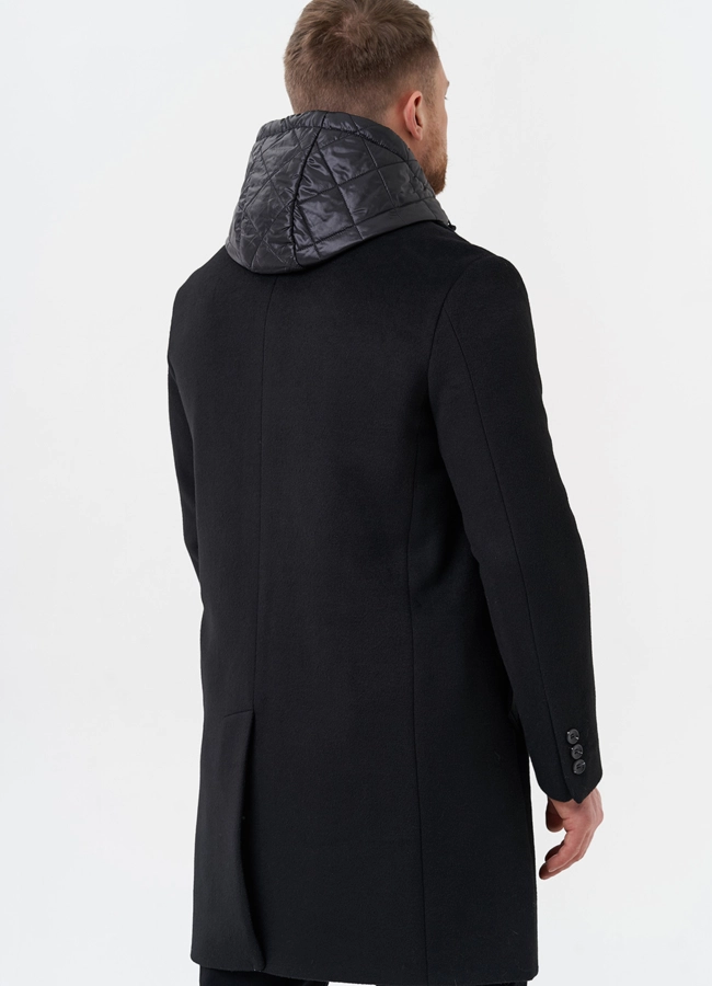 Мужское пальто черного цвета модель № 28676 в кредит