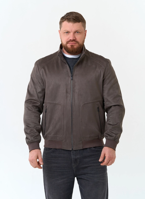 Мужская куртка бомбер из эко замши фото