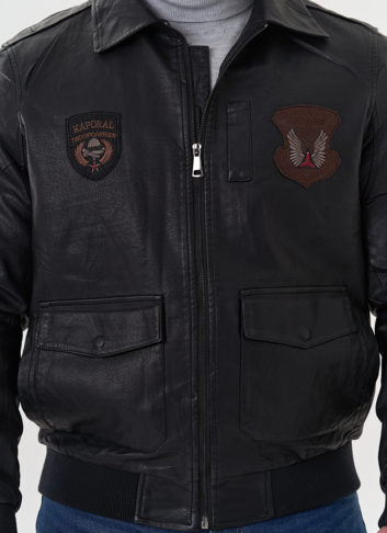 Мужская куртка из эко кожи черного цвета