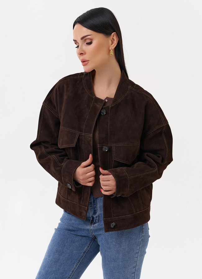 Куртка из замши коричневого цвета модель № 29927 универмаг малина