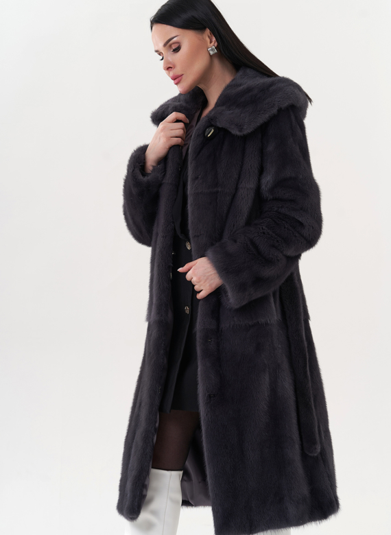 Шуба из норки с капюшоном