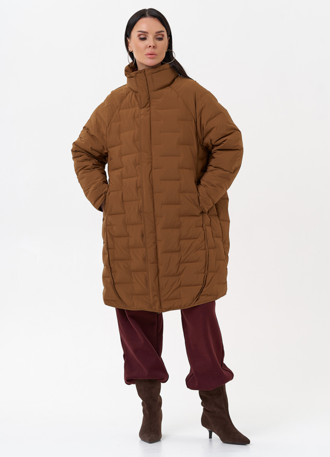 Полупальто женское на утеплителе модель № 29882 меха малина