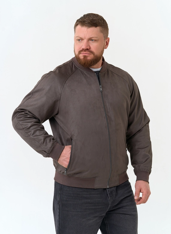 Мужская куртка бомбер из эко замши фото