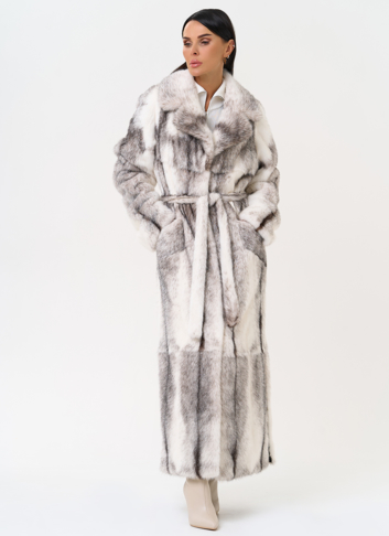 Длинная шуба из норки крестовки cross