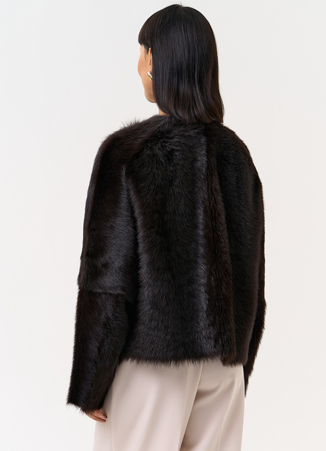 Женская натуральная дубленка в коричневом цвете модель № 31629 универмаг малина