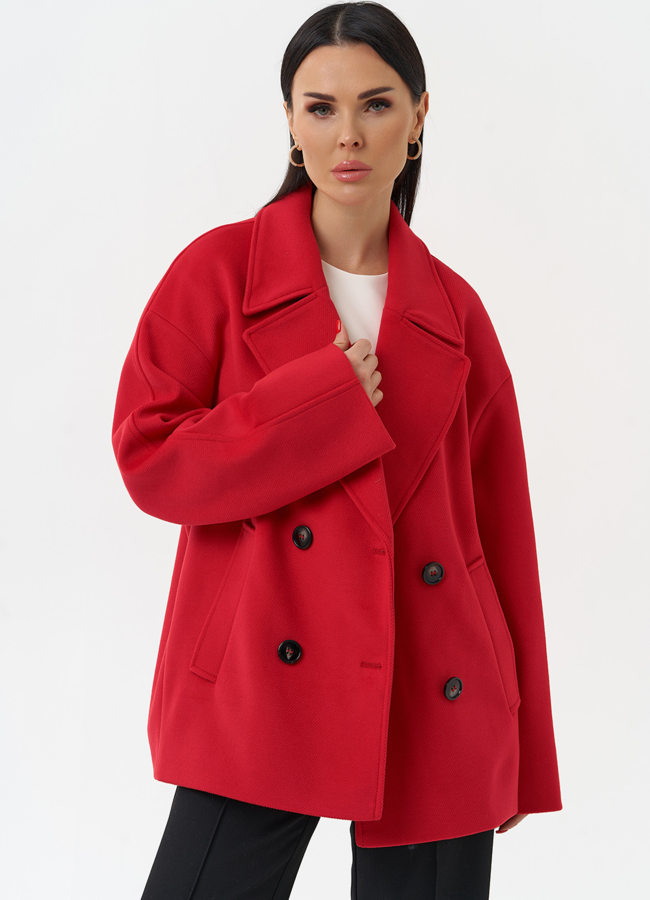 Укороченное двубортное пальто модель № 30087 универмаг малина