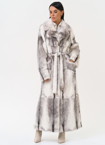 Длинная шуба из норки крестовки cross