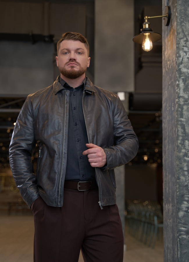 Мужская куртка из натуральной кожи  модель № 30070 в кредит