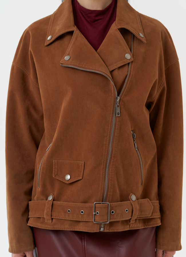 Куртка косуха из эко замши коричневого цвета модель № 30389 универмаг малина