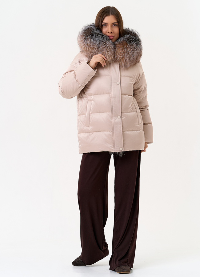 Женский пуховик с отделкой из меха блюфрост модель № 31440 в кредит